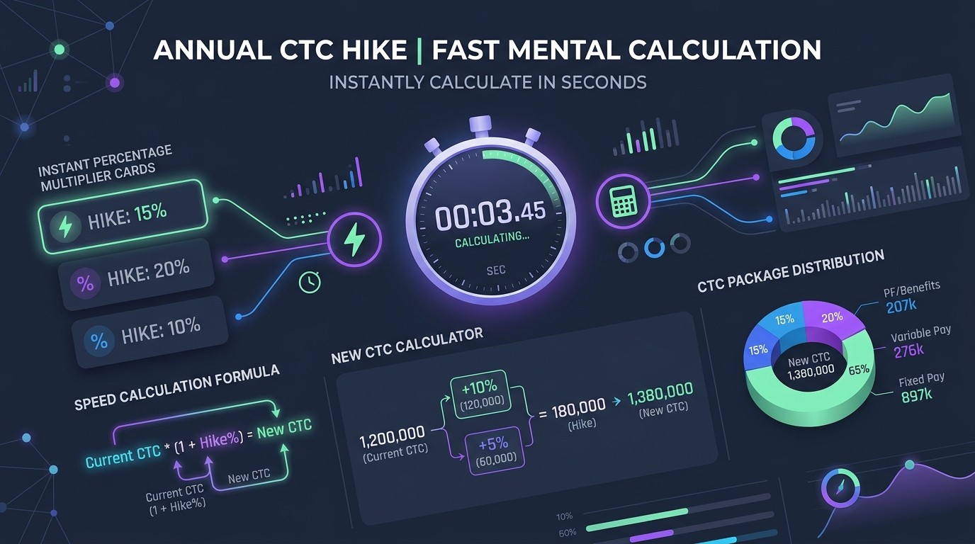 Speed calculation formulas and shortcuts to compute annual CTC hike in seconds