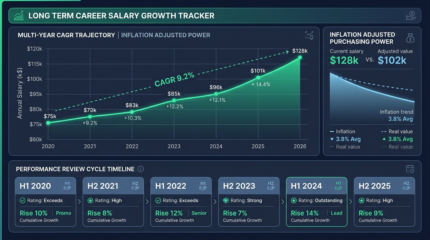 Appraisal cycles and career salary growth measurement overview diagram